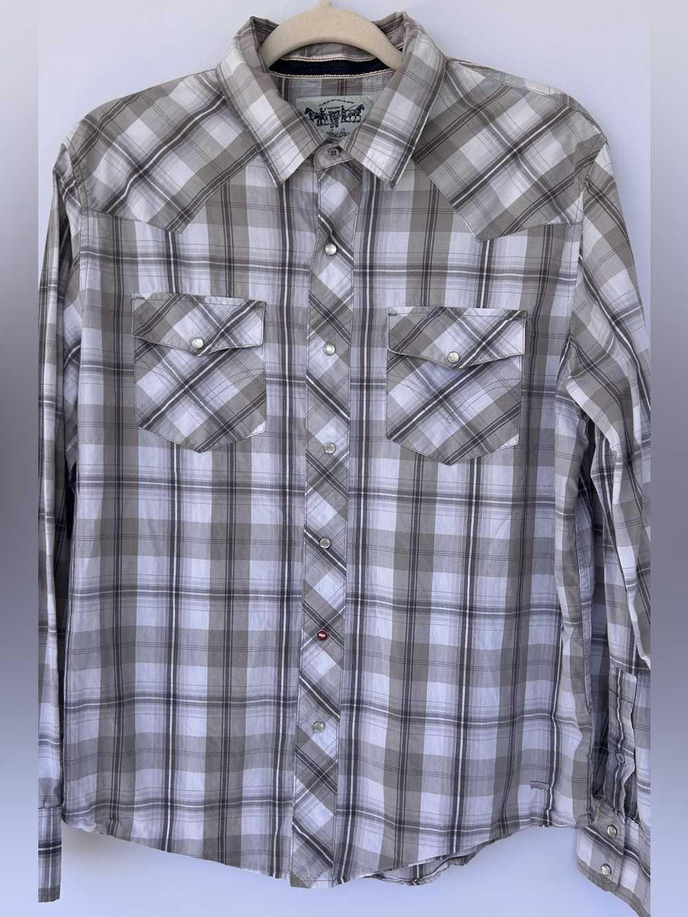 Levi Strauss Men’s Two Horse Brand Pearl Snap Western Shirt Long Sleeve Medium
